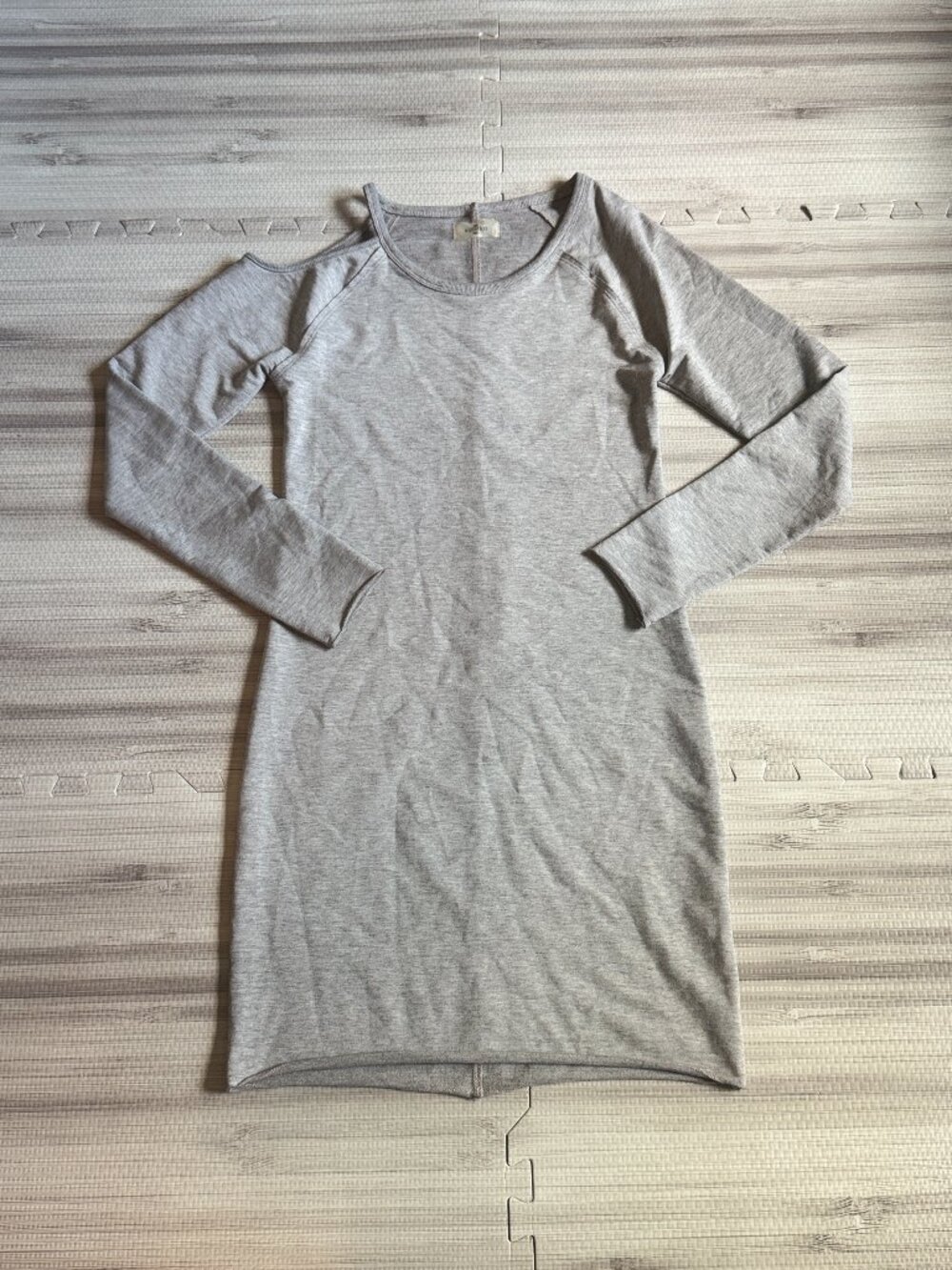 Sundays Zero Gray Cold Shoulder Long Sleeve Mini Sweater Dress